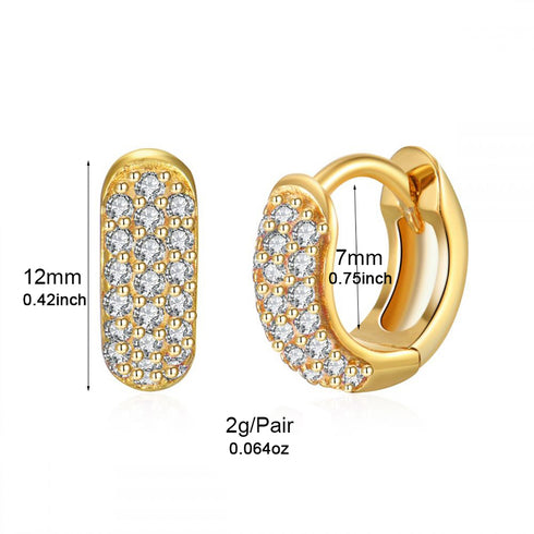 Round plating inlay copper zircon white gold plated gold plated earrings