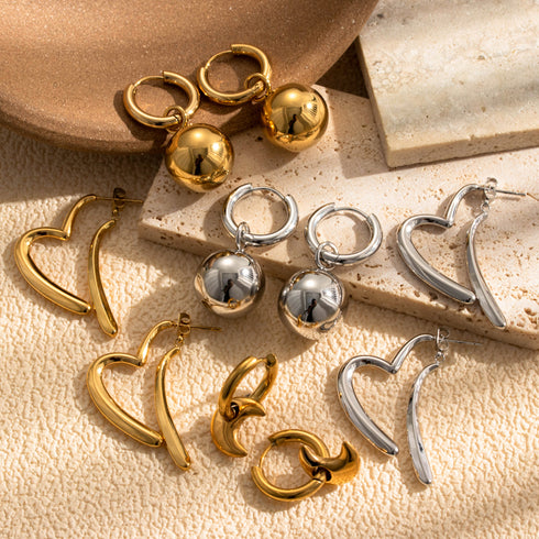 Heart shape plating stainless steel drop earrings