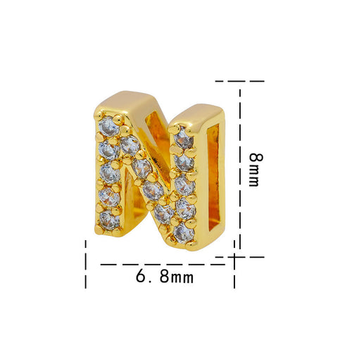 Letter titanium steel copper 18k gold plated charms (without chain)