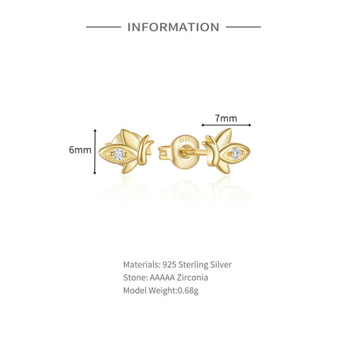 Styles plating inlay sterling silver zircon 18k gold plated ear studs