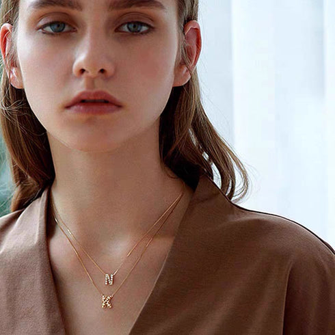 Letter titanium steel copper 18k gold plated charms (without chain)