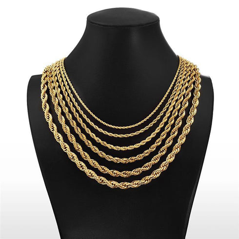 Hip-hop geometric stainless steel titanium steel chain 18k gold plated necklace