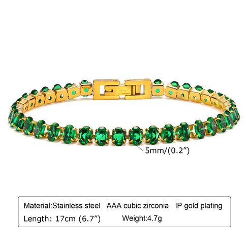 Elegant geometric stainless steel inlay zircon 18k gold plated bracelets
