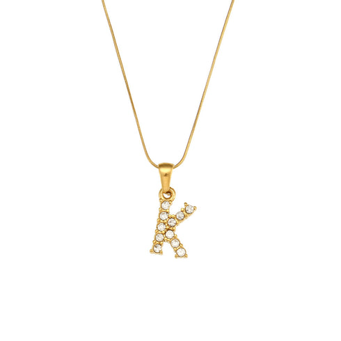 Letter stainless steel necklace plating zircon stainless steel necklaces