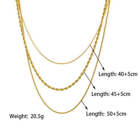 18k gold plated three layer necklace