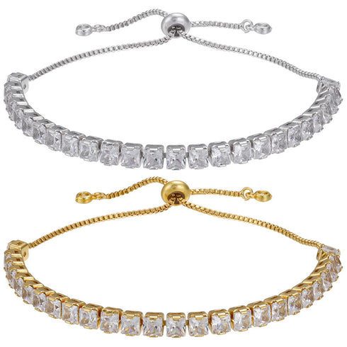 Square zircon bracelet geometric pull adjustable