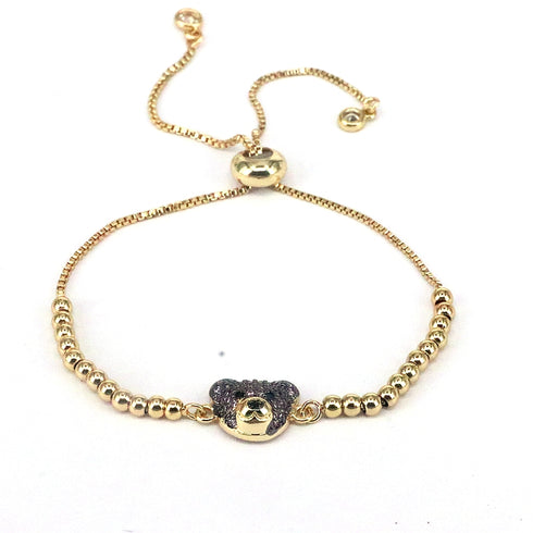 Streetwear bear copper 18k gold plated zircon bracelets in bulk