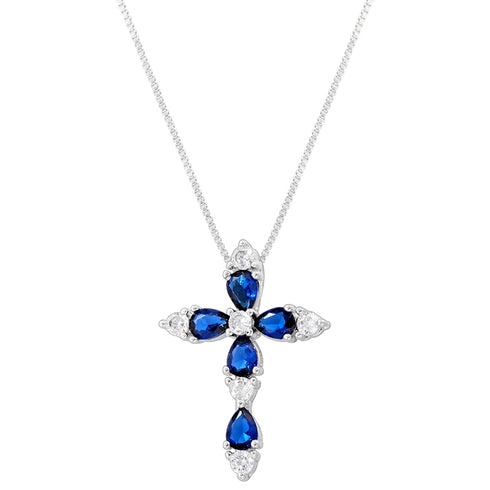 Luxurious Cross Inlay Zircon Pendant Necklace