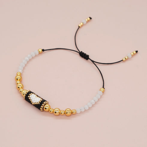 Bohemian heart shape seed bead copper bracelets in bulk