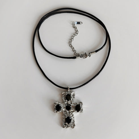 Retro streetwear cross titanium steel plating women's pendant necklace