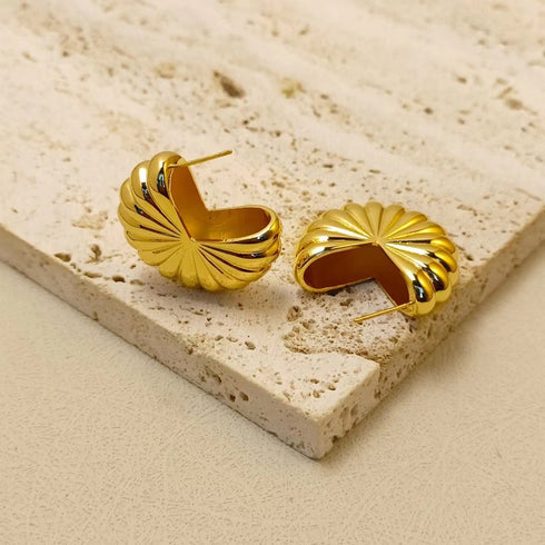 1 pair retro geometric plating titanium steel ear studs