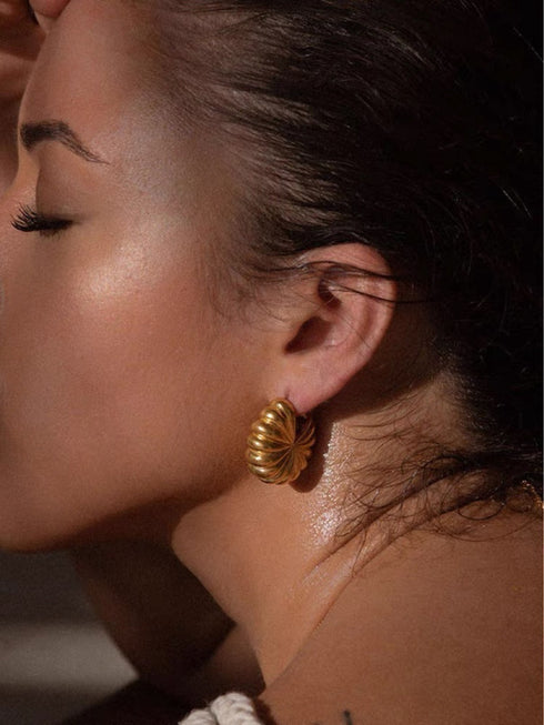 1 pair retro geometric plating titanium steel ear studs