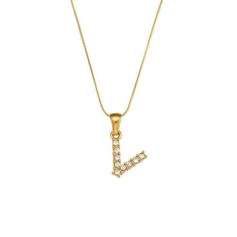 Letter stainless steel necklace plating zircon stainless steel necklaces