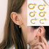 C shape plating stainless steel 18k gold plated ear studs