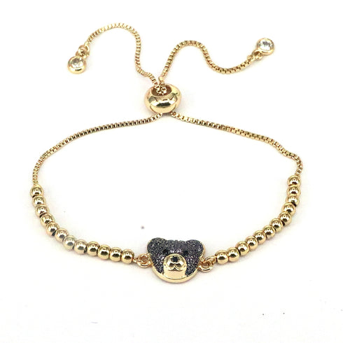 Streetwear bear copper 18k gold plated zircon bracelets in bulk