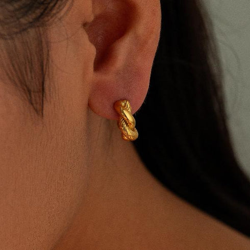 Classic Style Twist Plating Stainless Steel 18K Gold Plated Ear Studs