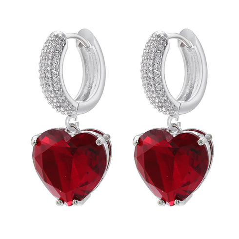 Elegant simple style heart shape 18k drop earrings
