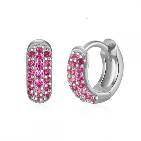 Round plating inlay copper zircon white gold plated gold plated earrings