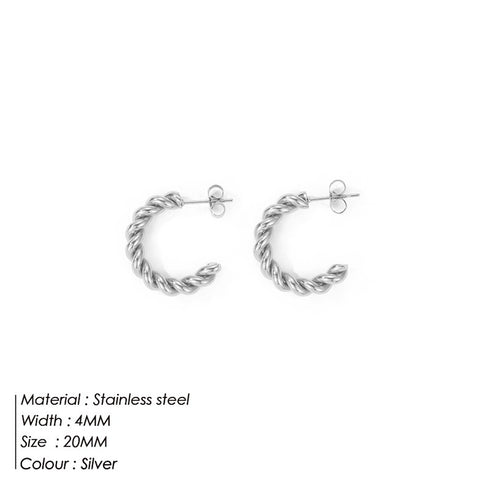 1 pair simple style twist plating stainless steel ear studs