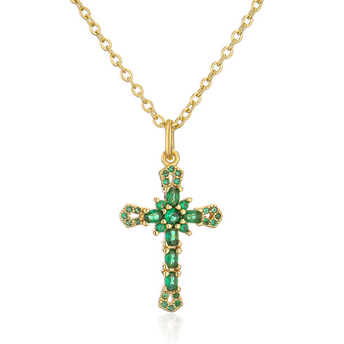 Zircon cross pendant necklace