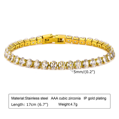 Elegant geometric stainless steel inlay zircon 18k gold plated bracelets