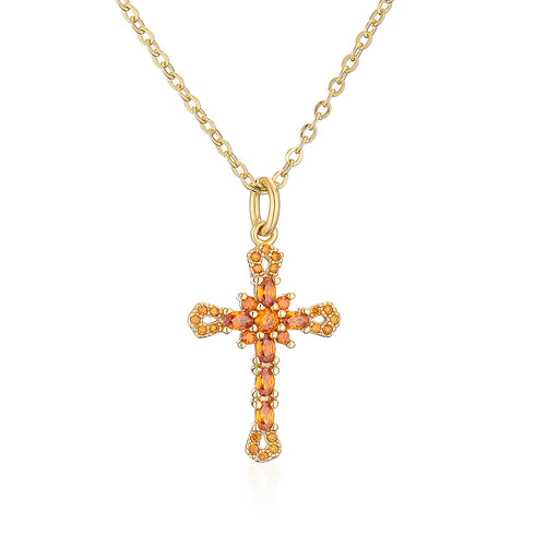 Zircon cross pendant necklace