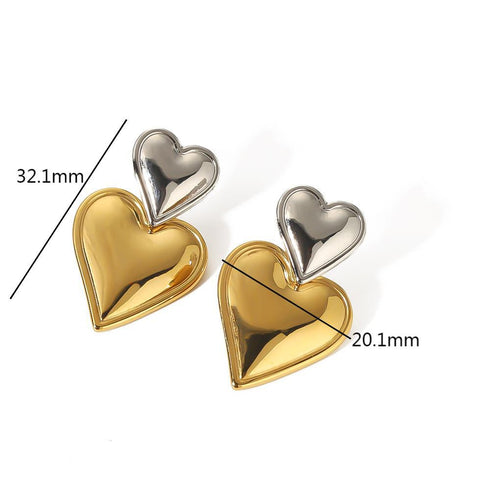 Heart shape polishing plating stainless steel 18k gold plated