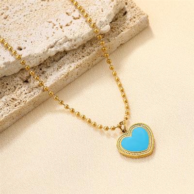 Flower stainless steel plating inlay zircon 18k gold plated necklace