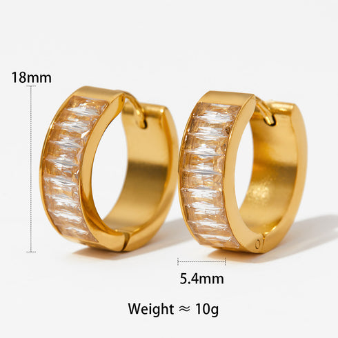 Square inlay stainless steel huggies