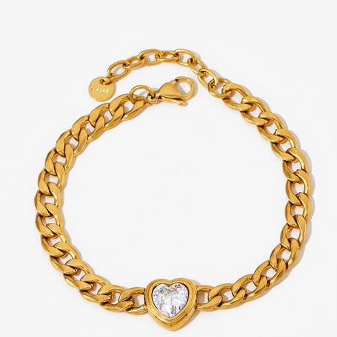 Heart shape stainless steel inlay zircon bracelets earrings necklace