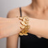 Lady geometric flower stainless steel plating 18k gold plated bangle