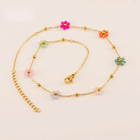 Flower stainless steel plating 18k gold plated necklace