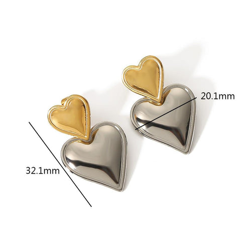 Heart shape polishing plating stainless steel 18k gold plated