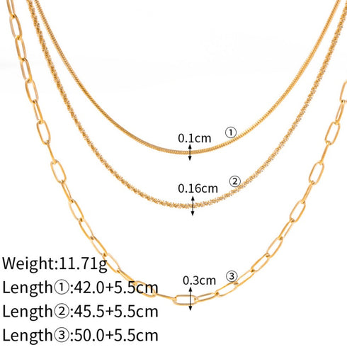 Layered stainless steel plating 18k gold plated necklace