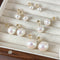 Elegant glam round inlay pearl pearl ear studs