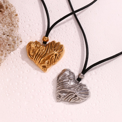 Style heart shape stainless steel plating 18k gold plated pendant necklace