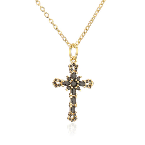 Zircon cross pendant necklace