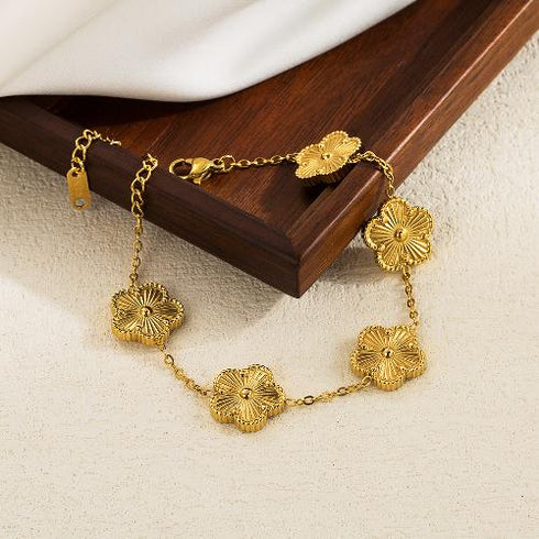 Vintage Style Plating Flower Bracelets Ear Studs Necklace