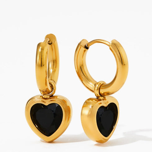 Heart shape stainless steel inlay zircon bracelets earrings necklace