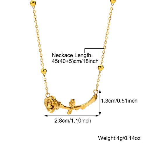 Flower stainless steel plating inlay zircon 18k gold plated necklace