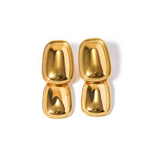 Rectangle Stainless Steel 18K Gold Plated Drop Earrings