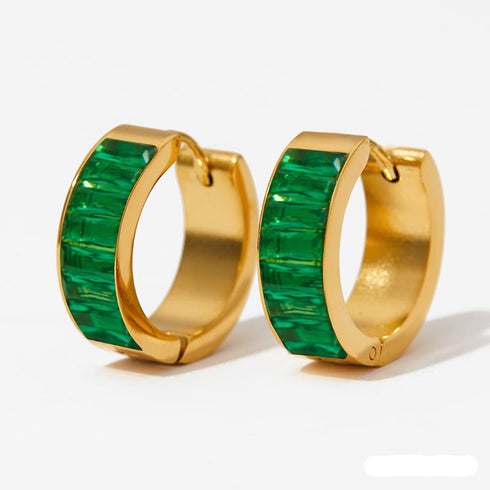 Square inlay stainless steel huggies