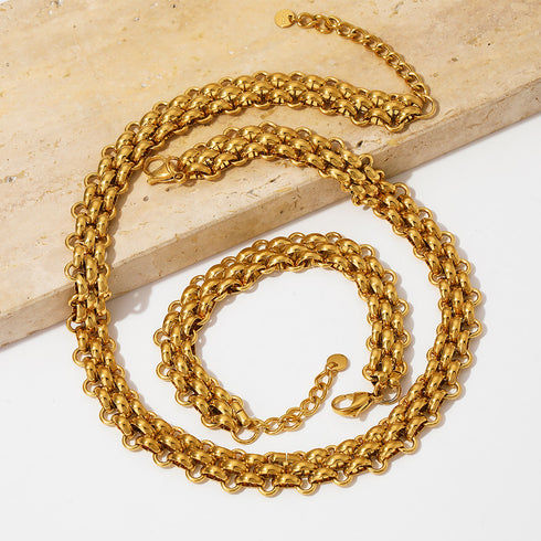 Simple style solid color stainless steel patchwork necklace