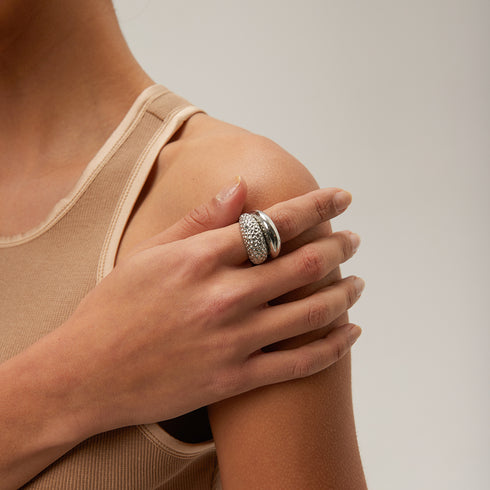 Retro Plating Geometric chunky rings