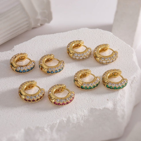 Shiny round plating inlay zircon earrings