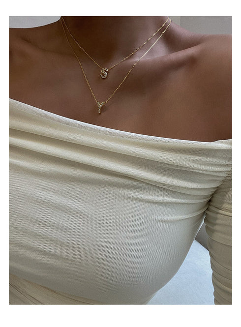 Letter titanium steel copper 18k gold plated charms (without chain)