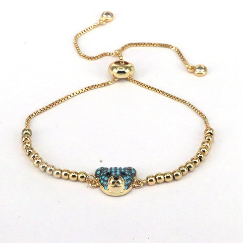 Streetwear bear copper 18k gold plated zircon bracelets in bulk