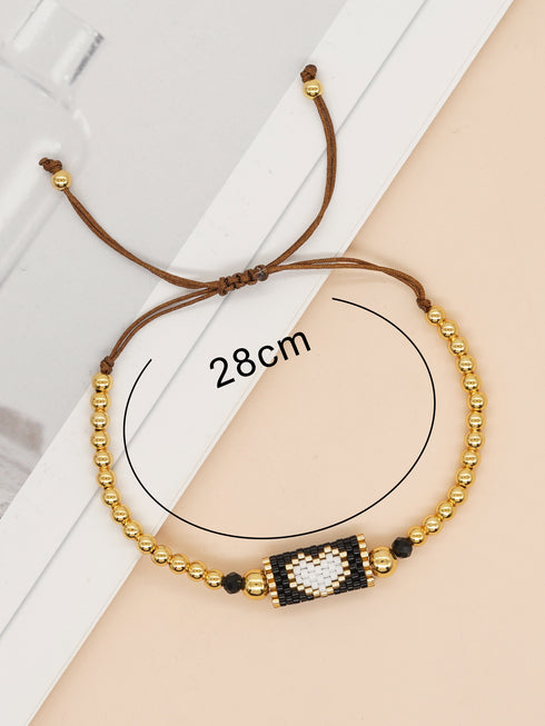 Bohemian heart shape seed bead copper bracelets in bulk