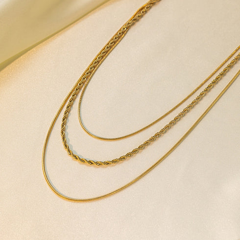 18k gold plated three layer necklace