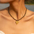 Stainless steel beaded plating 18k gold plated pendant necklace